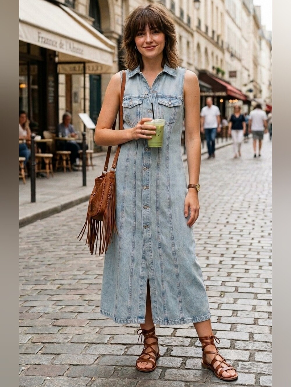 NWT Mango Sleeveless Denim Maxi Dress
